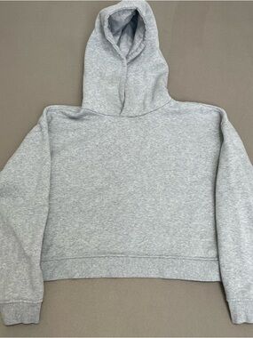Forever 21 Womens pullover cropped Light Heather Gray Hoodie